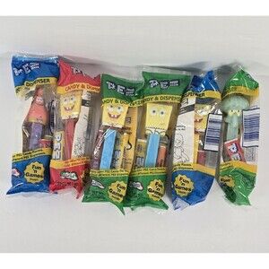Pez Dispensers SpongeBob Squarepants Patrick Squidward Lot of 6 Sealed